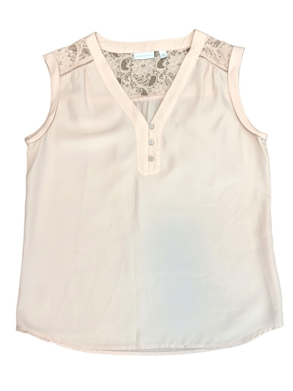 New York & Co. Blush Pink Sleeveless Lace Back Blouse - Size M